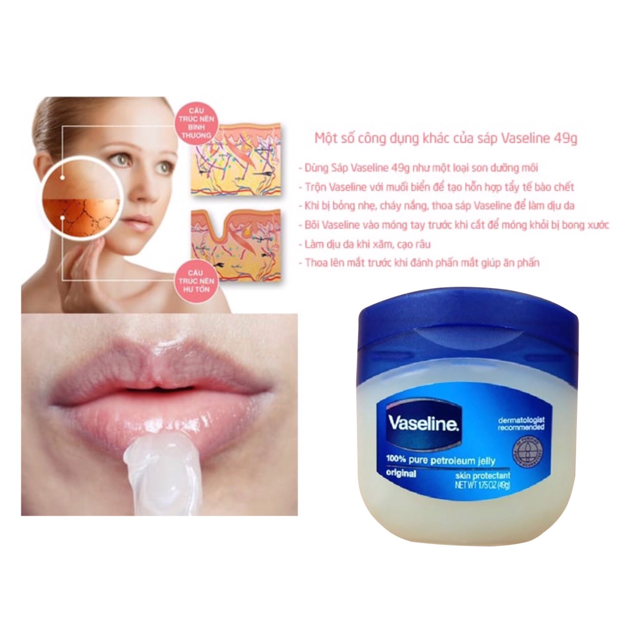 [HCM]Sáp dưỡng da đa năng Vaseline 49g Original của Mỹ