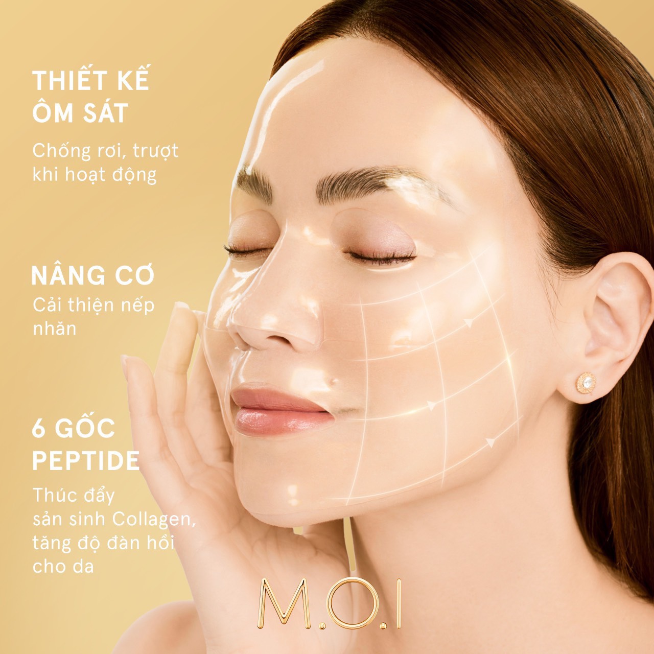 MẶT NẠ GẠO GOLD HYDROGEL RICE MASK M.O.I HỒ NGỌC HÀ (HỘP 3 MIẾNG)