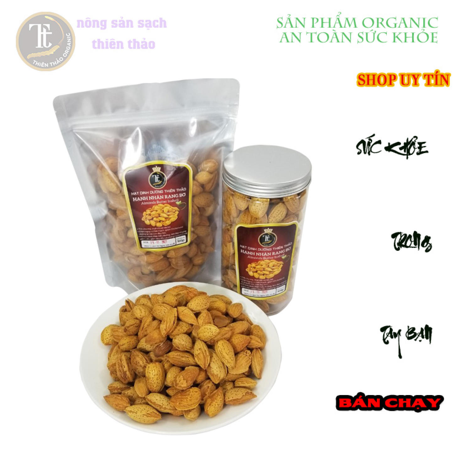 HẠNH NHÂN RANG BƠ MỸ VỎ MỎNG 450G (BAO NGON)