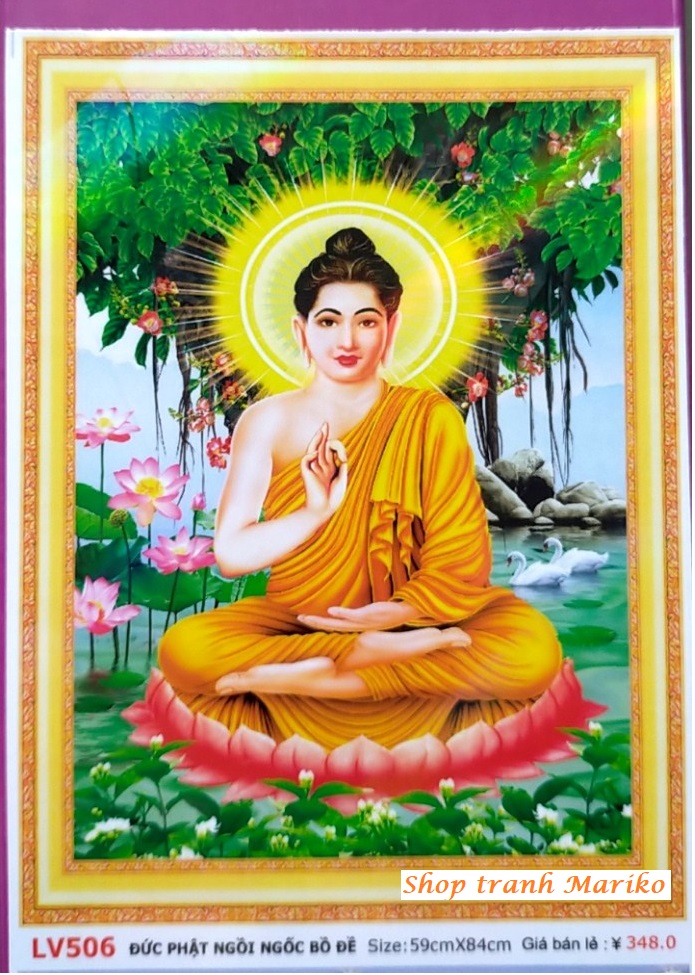 [HCM]Tranh đính đá Đức Phật Ngồi Gốc Bồ Đề Lv506 kích thước 59 x 84 cm