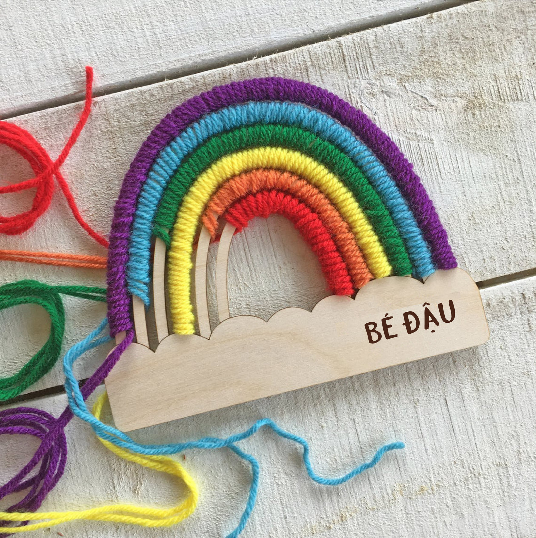 Set gỗ và Len (mẫu Unicorn/ Rainbow)