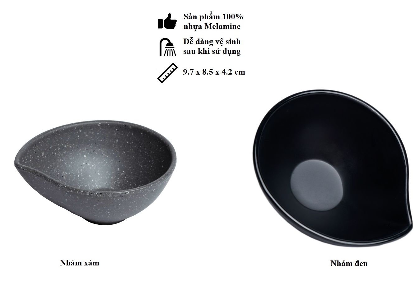 Chén đựng nước chấm nhựa Melamine nhám đen/nhám xám/nhám nâu