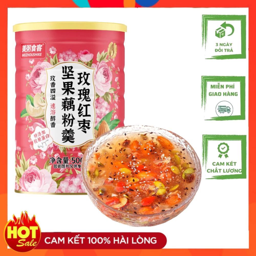 1 Hộp 500gr Bột củ sen hoa hồng mix hạt dinh dưỡng va ngũ cốc sữa chua