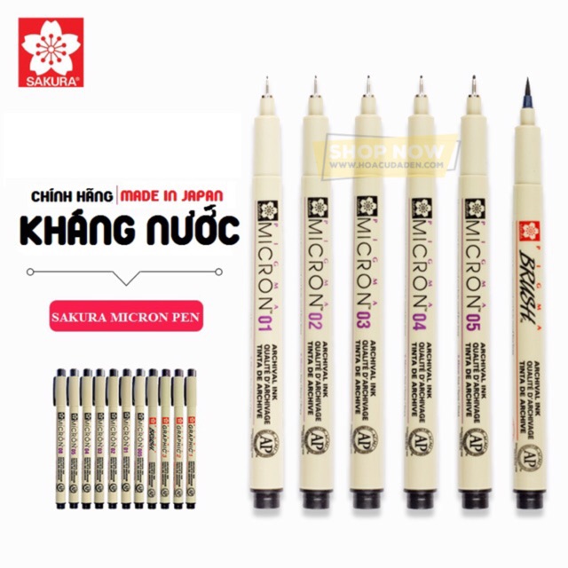 [HCM]Bút Line Đen Kháng Nước Sakura Micron