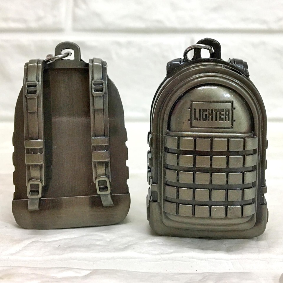 (BẬT LỬA ĐỘC LẠ) HỘP QUẸT KIÊM MÓC KHÓA HÌNH BA LÔ PUBG