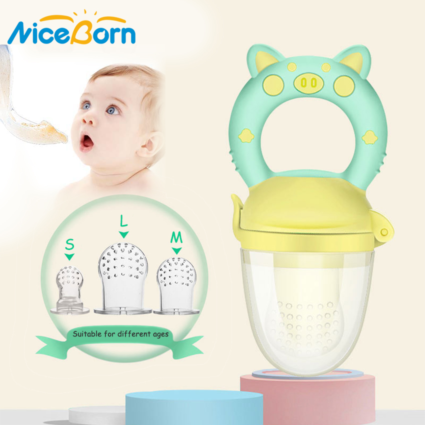 NiceBorn Núm tay cầm bằng silicon an toàn dùng lọc thức ăn cho em bé tự