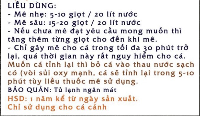 Dung Dịch Gây Mê dùng cho cá cảnh