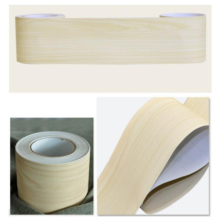 Cuộn 10m x 10cm len dán viền tường pvc có keo - gỗ trắng avv02