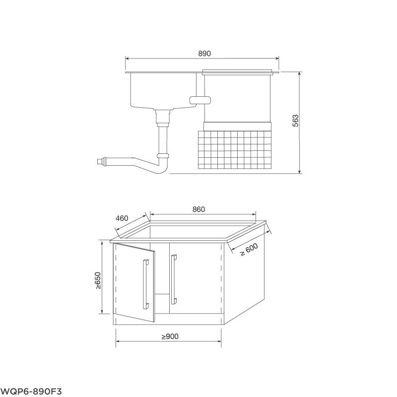 Máy rửa chén tích hợp Malloca WQP6-890F3