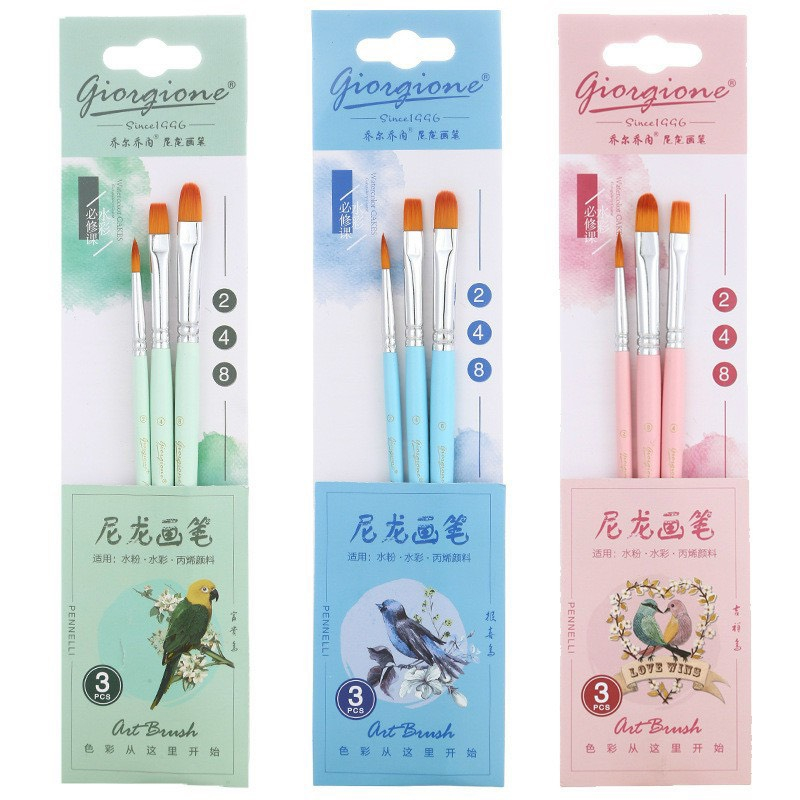 Bộ 3/5/10 cây cọ vẽ màu nước thân màu pastel giorgione