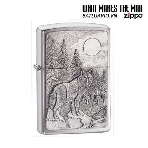 Bật lửa zippo 20855 - Bật lửa zippo Timberwolves Emblem Brushed Chrome