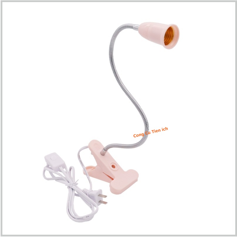 Chân đèn kẹp 40cm đui vặn E27 - Chọn màu theo ý thích