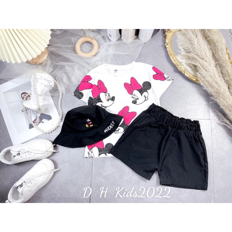 [SET BÉ GÁI] Bộ micky kèm mũ cực sịn cho bé gái