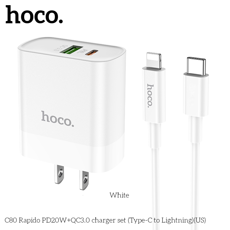 Cáp sạc nhanh hoco x89 tycec to iphone 20w dây dài 1m kèm cốc sạc nhanh 20w