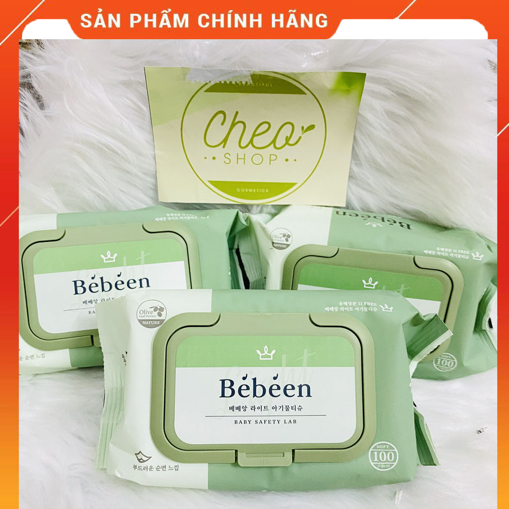 Khăn ướt Bebeen Hàn Quốc 100 tờ không mùi XANH