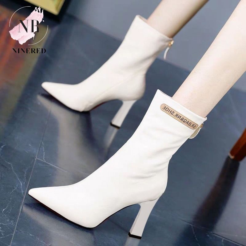 Giầy Bốt Cao Gót Da Mềm Hàn Quốc Giày Cổ Cao Hàn Quốc