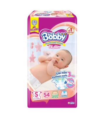 Bỉm - Tã dán Bobby size S 54 miếng (Cho bé 4 - 8kg)