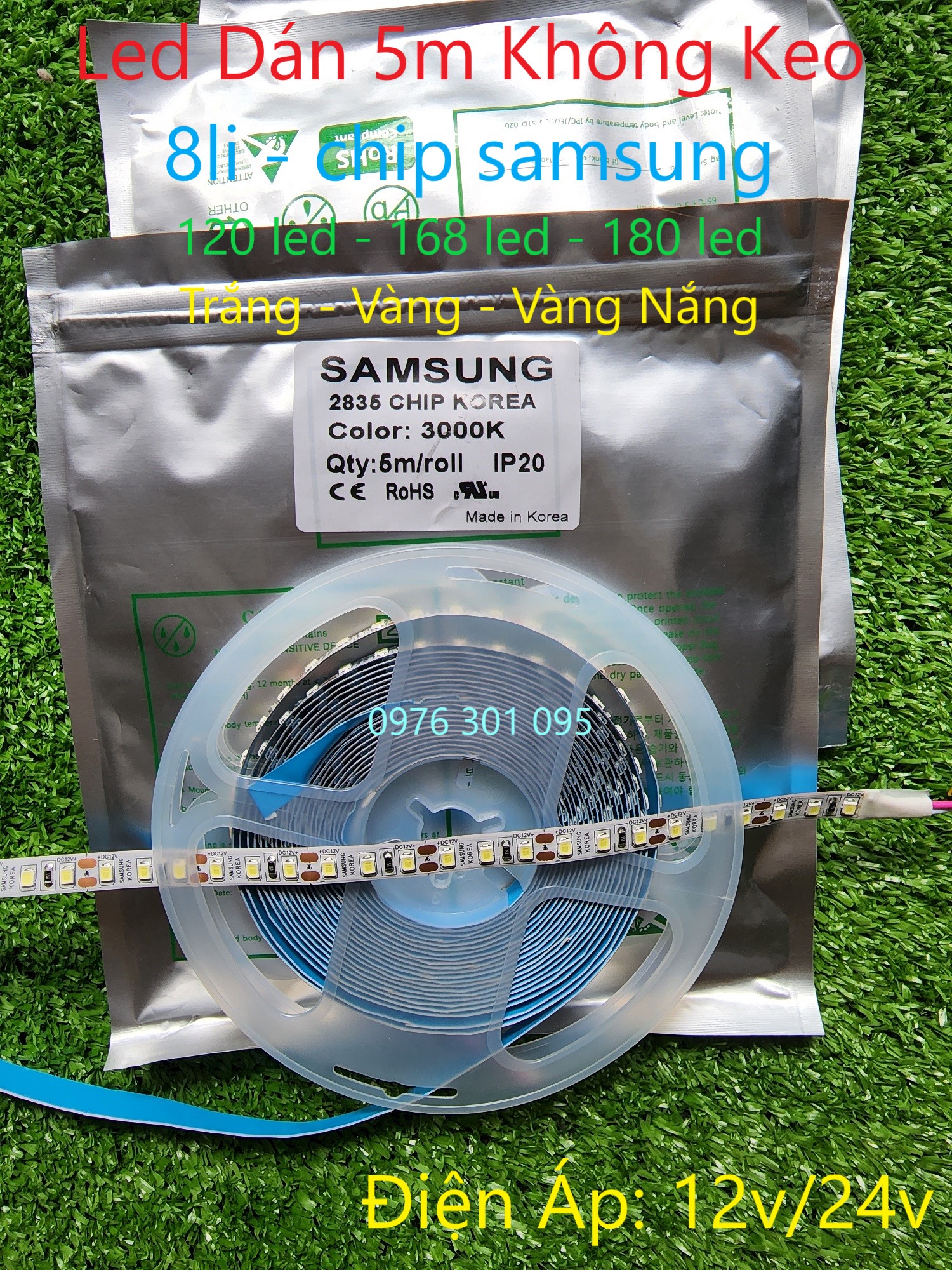 Dây Đèn Led 5m 2835 120 led (Trắng - Vàng - Vàng Nắng 4000k) 12v - Chip KOREA