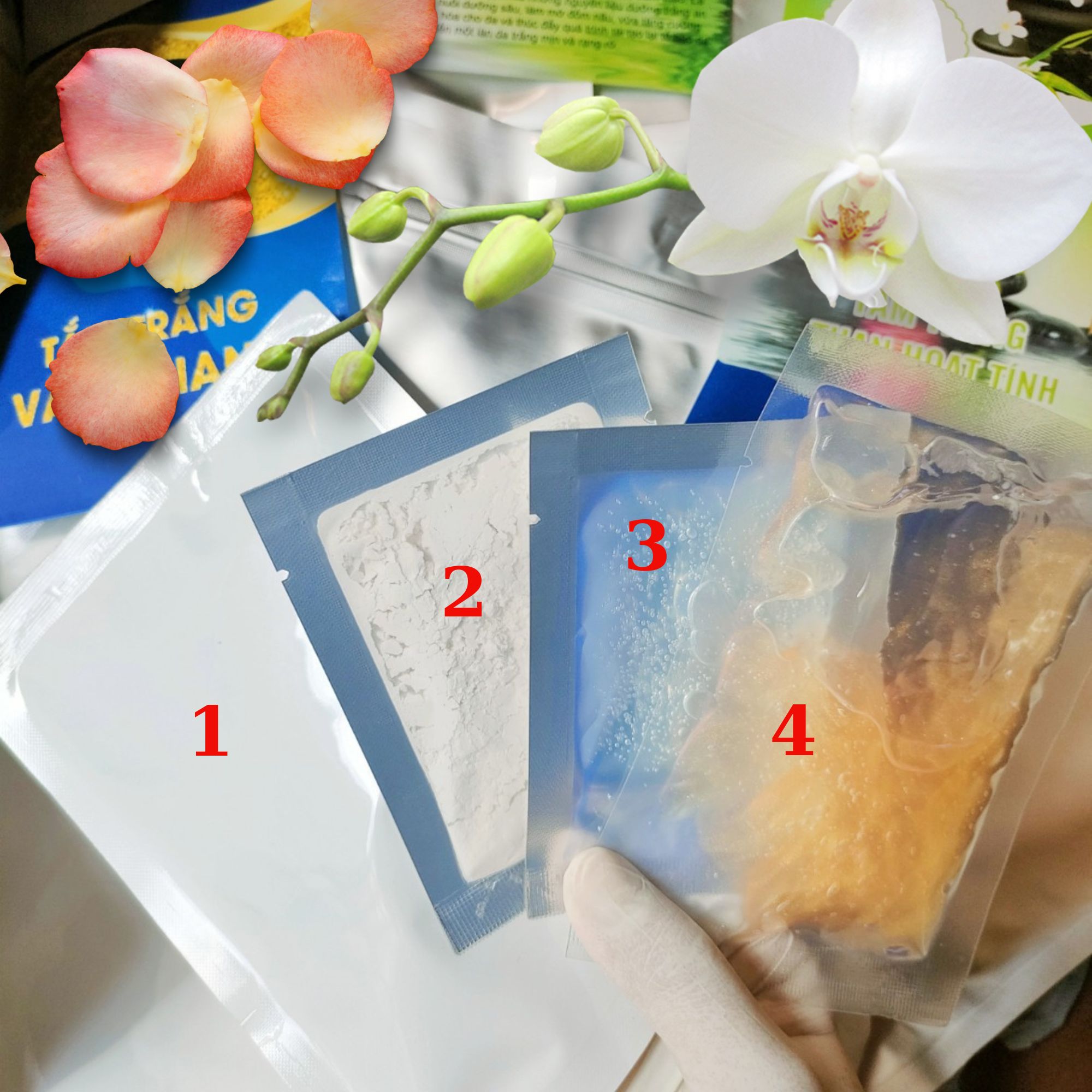 Set of 4 pack white bath herb