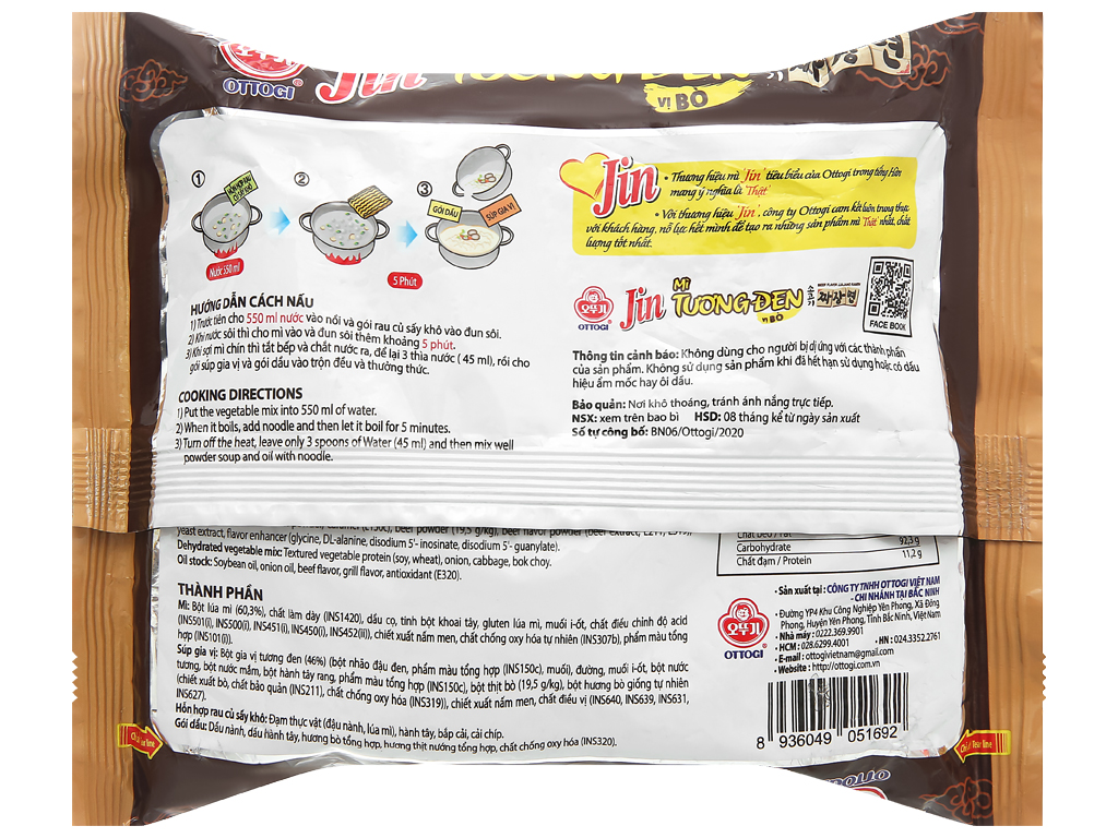 Mì Jin tương đen vị bò Ottogi 135g