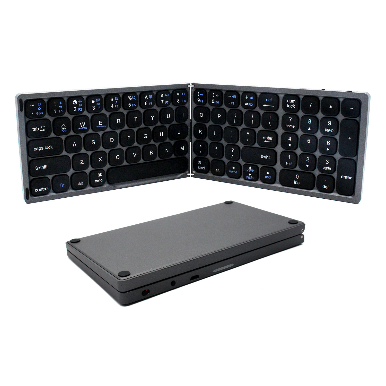 Bàn phím bluetooth không dây gấp gọn mini tiện dụng với bàn phím số cho windows ,android, ios máy tính bảng điện thoại
