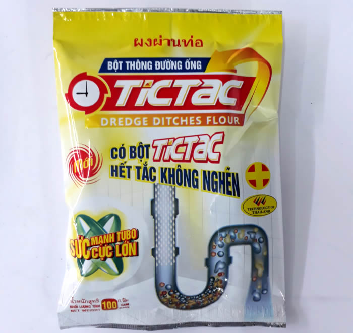 Bột thông đường ống nước thải Lavabo, bồn rửa bát, ga thoát nước TicTac