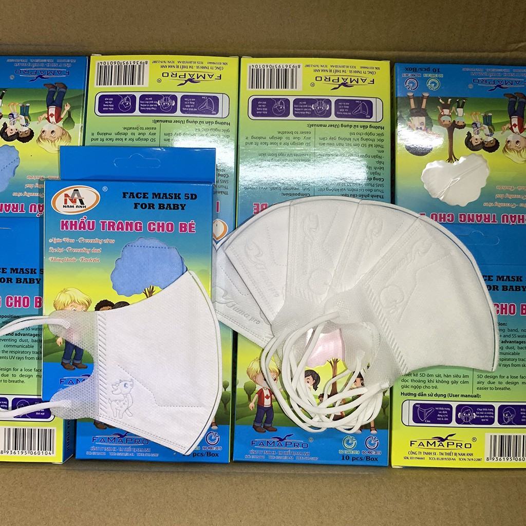[10 chiếc/hộp] Khẩu trang 3D em bé