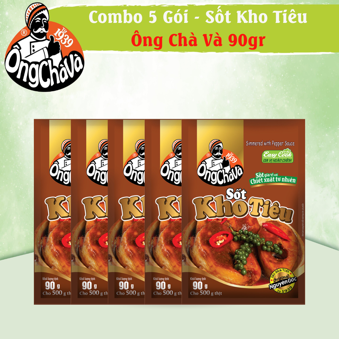 [1 combo - Tặng 1 túi lẩu] Combo 5 Gói Sốt Kho Tiêu Ông Chà Và 90g