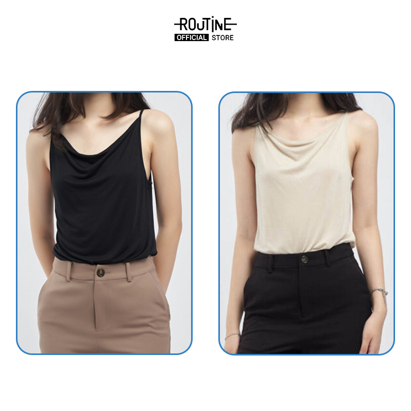 Áo Nữ 2 Dây Cổ Đổ Trơn Form Fitted - Routine 10S21TTOW005
