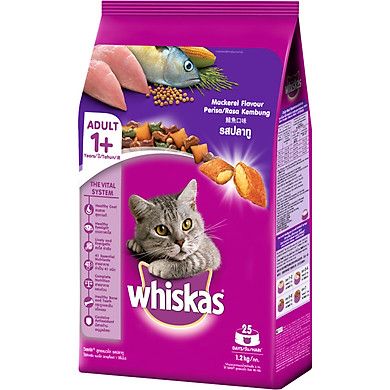 Thức Ăn Cho Mèo Whiskas Adult (1.2kg) ( vị Cá Ngừ, Cá Thu, Cá Biển)
