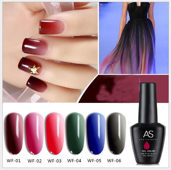 Sơn gel AS set 6 màu sơn đổi màu WF chai 15ml