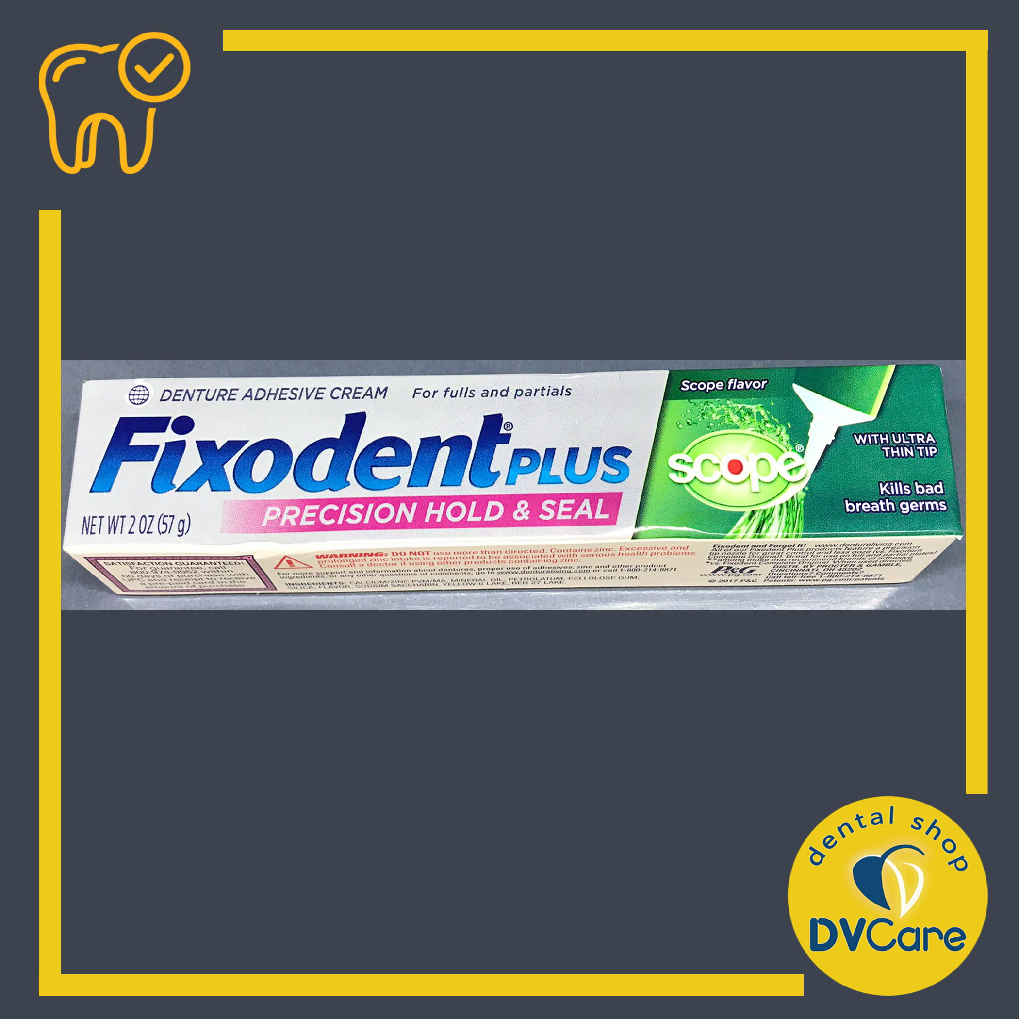 Keo dán hàm giả Fixodent Plus Scope US 57g [dvcareshop]