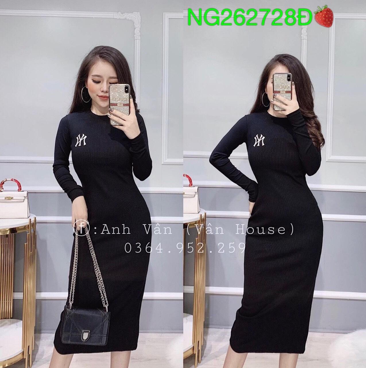 Đầm body tay dài thun tăm cao cấp