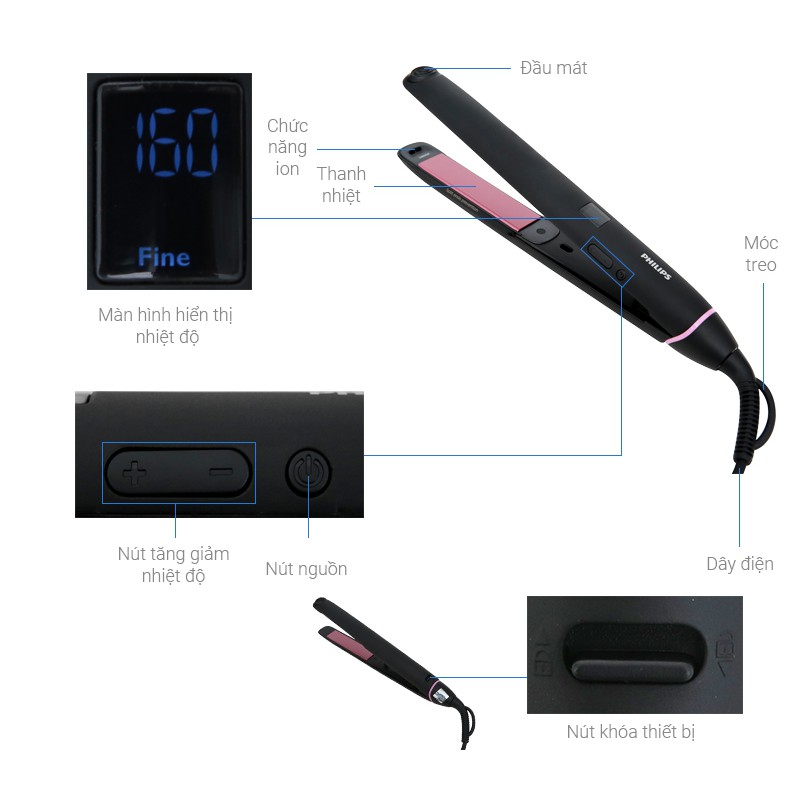 Máy kẹp tạo kiểu tóc Philips BHS675 hãng phân phối