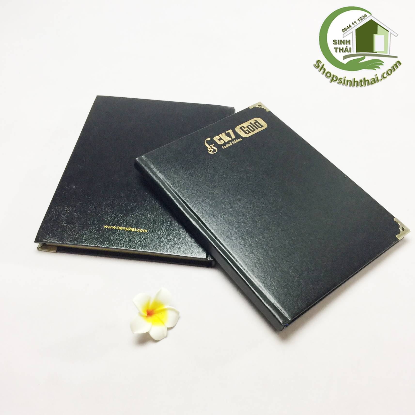 Sổ bìa da ck7 cạnh giấy màu vàng 16cm x 21cm