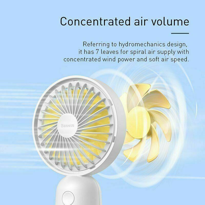 Quạt mini cầm tay pin sạc Baseus Firefly Mini Fan LV491 (Portable Rechargeable Mini USB Hand Fan) 3-Tốc Độ Có Thể Điều Chỉnh Cho Sinh Viên nhân viên văn phòng