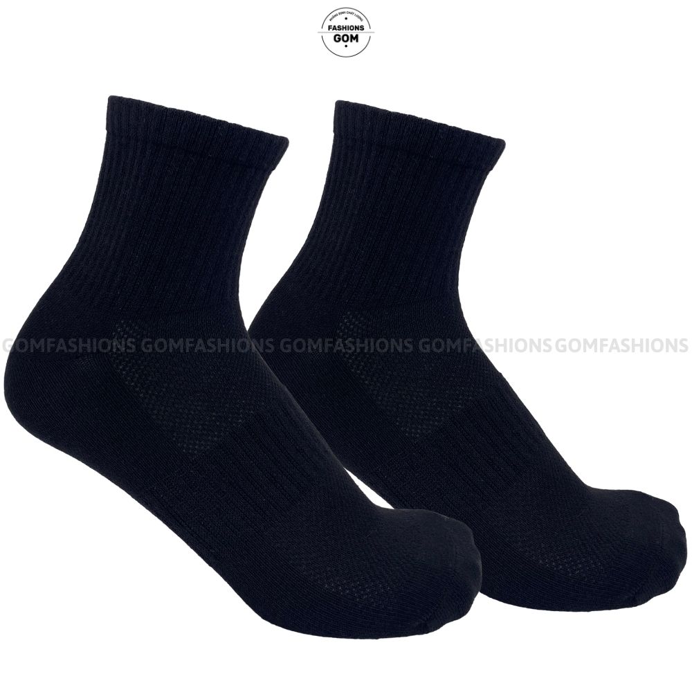 Vớ cổ trung nam nữ trơn màu, tất nam nữ cổ trung chất liệu cotton dày dặn, cực êm chân - GOM-KLB-TRONLUNG-1DOI