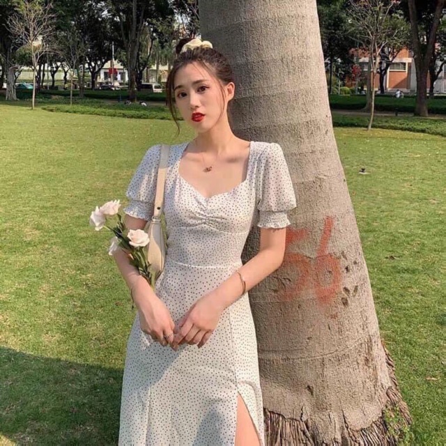 ĐẦM CHẤM BI NHÚN NGỰC MS18 (có ảnh thật)