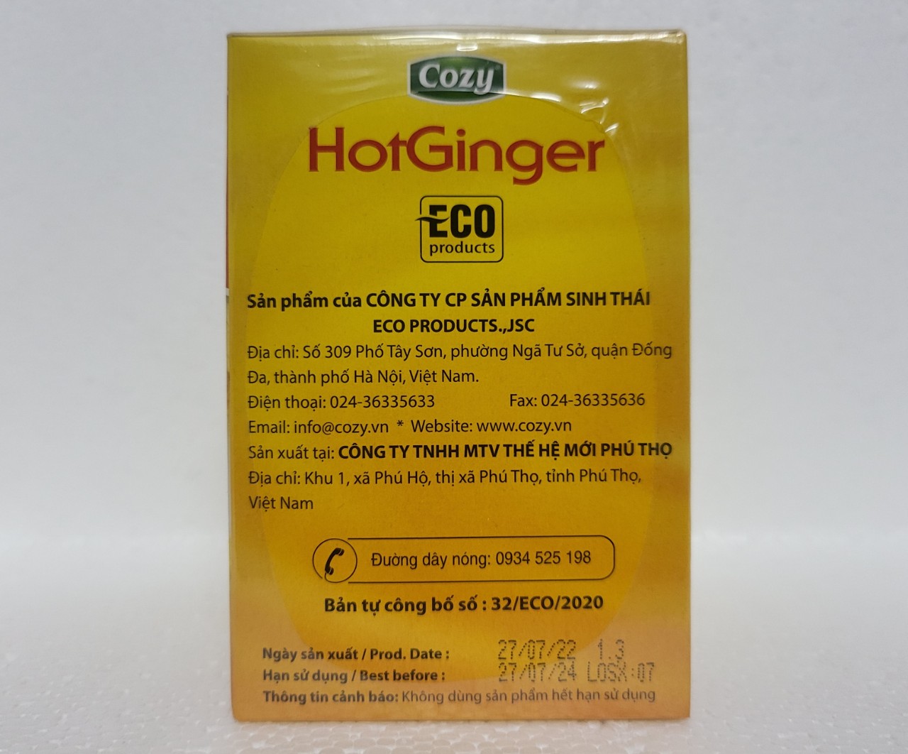 [Hộp 200g (20 gói x 10gram)] TRÀ GỪNG HÒA TAN [VN] COZY Hot Ginger Tea