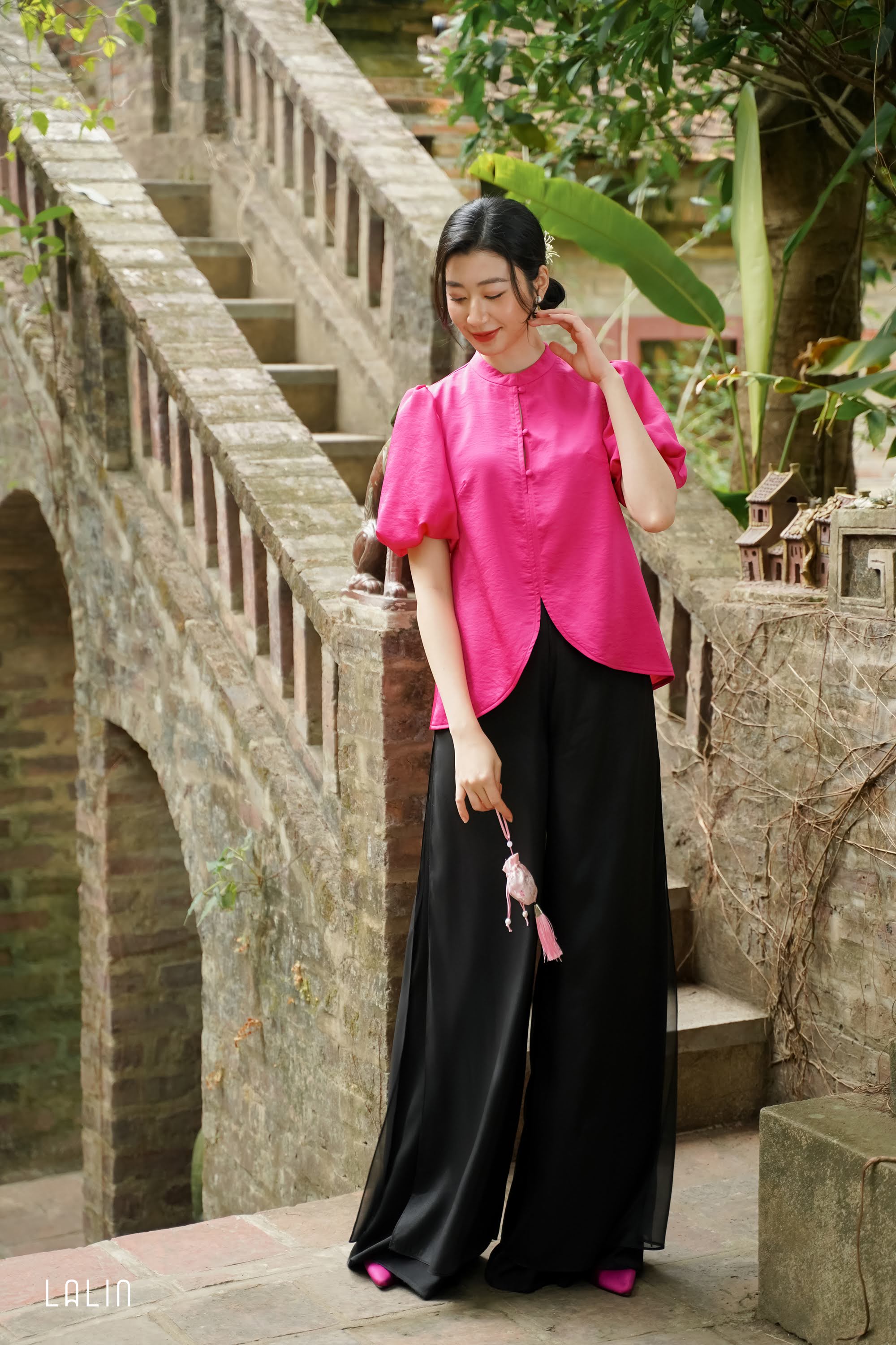 Quần áo dài Lalin quần dài suông 4 tà Yến