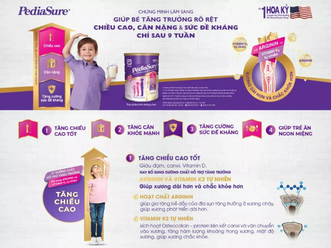 Lon sữa bột Pediasure hương vani 850g (mẫu mới)