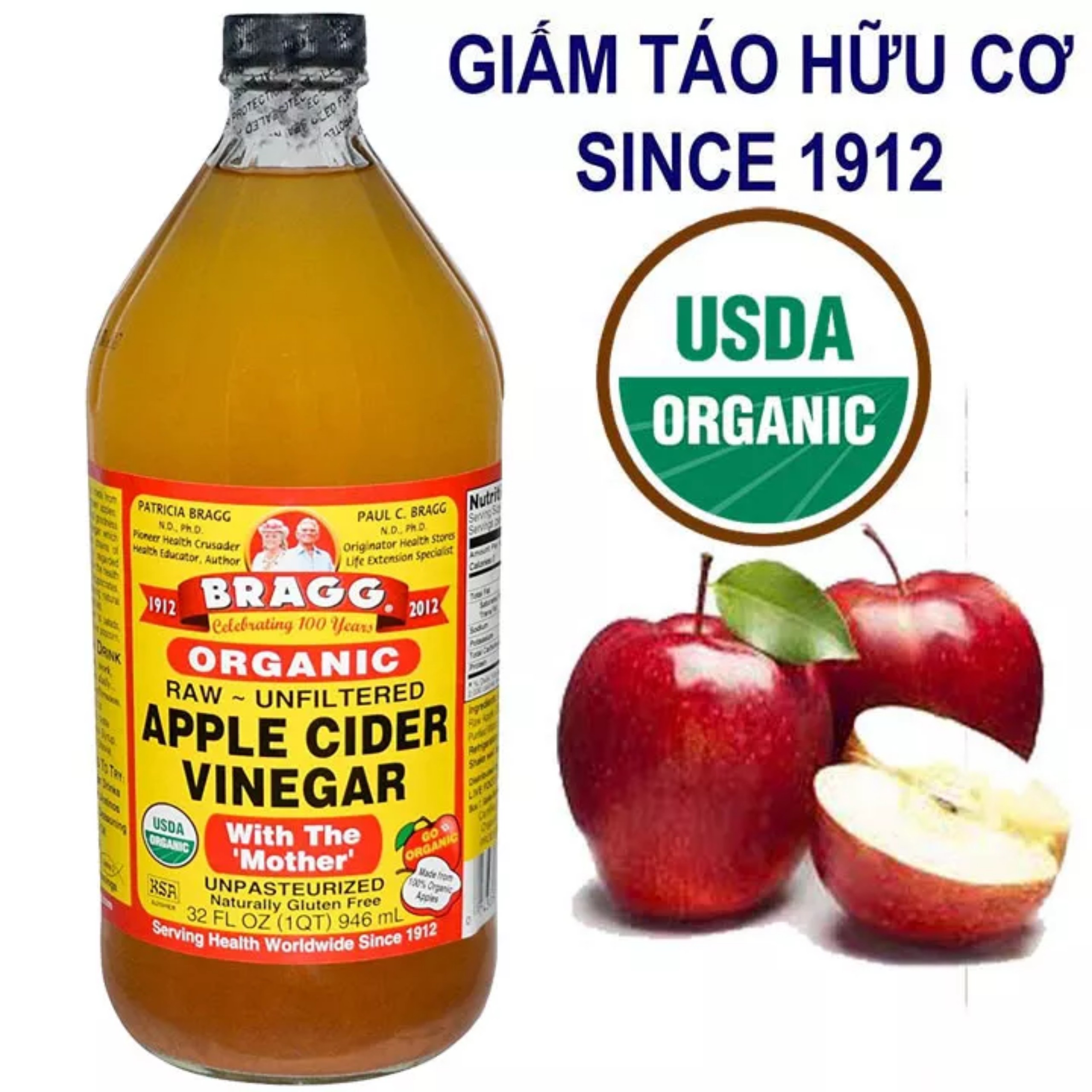 Giấm Táo hữu cơ Bragg - 946ml