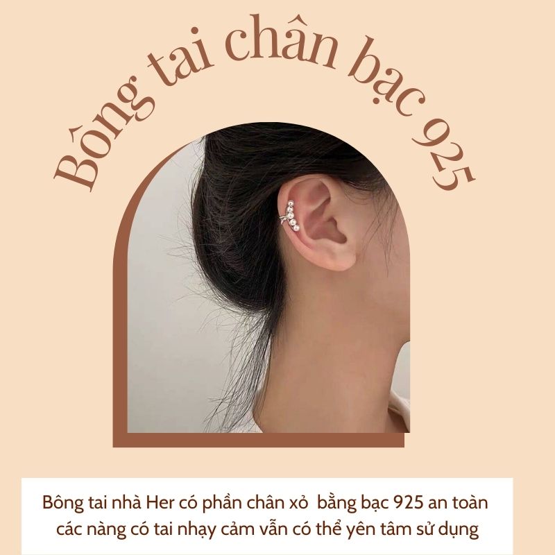 Khuyên tai kẹp vành, bông tai kẹp vành gắn hạt trai phong cách Hàn Quốc Her Jewelry