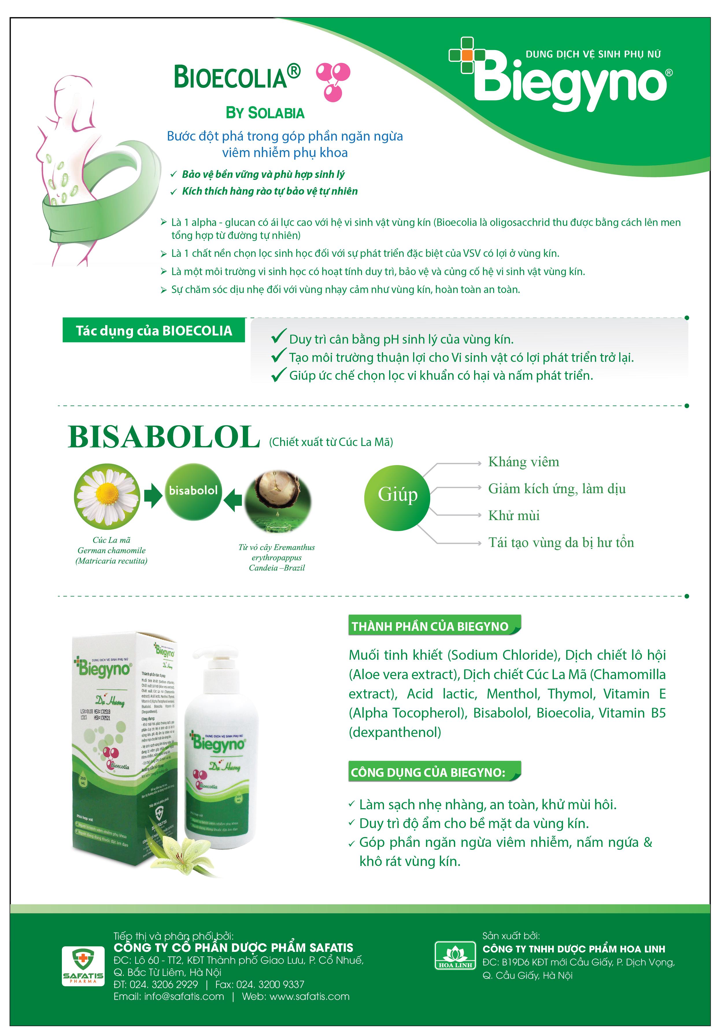 Dung dịch vệ sinh phụ nữ Dạ Hương - Biegyno 200 ml