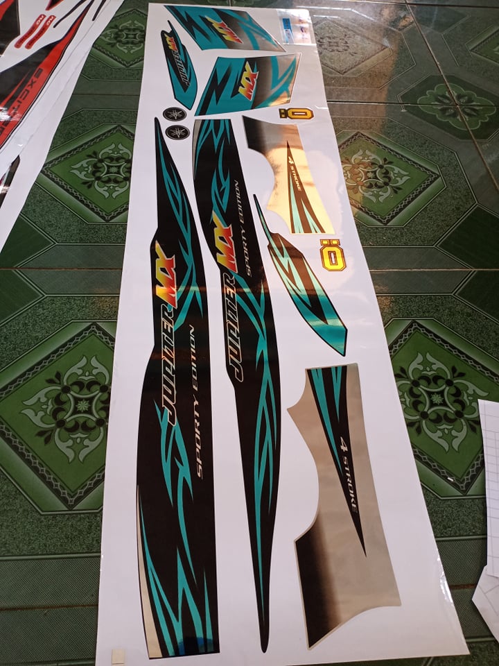 Tem rời crom jupiter mx xanh ngọc xe đen