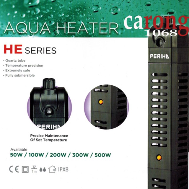 Sưởi Hồ Cá Có Vỏ Bọc An Toàn Heater Periha He 300W - Hàng Công Ty