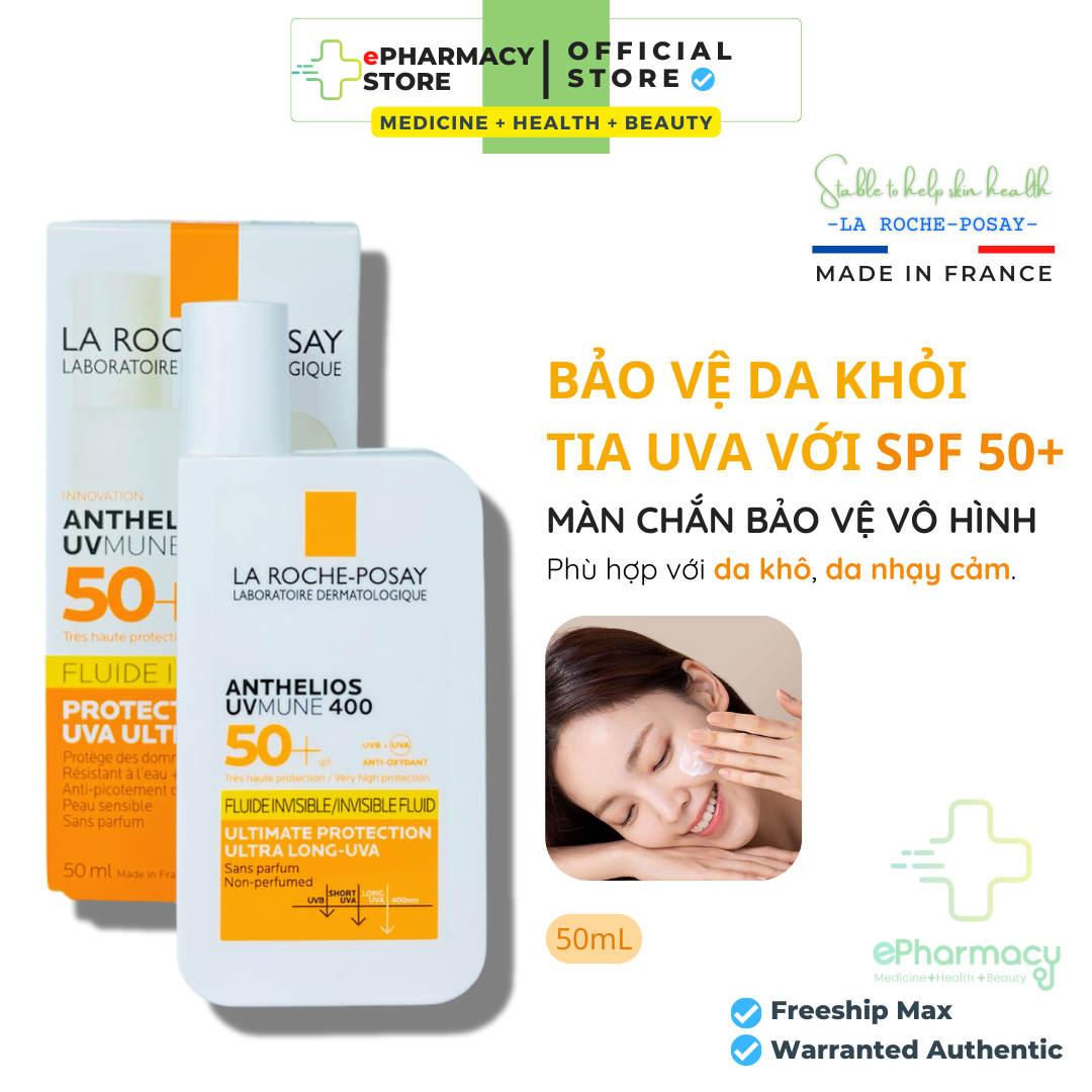 Sữa Chống Nắng La Roche Posay Anthelios UVMUNE400 Fluide Invisible SPF50+ không mùi 50ml