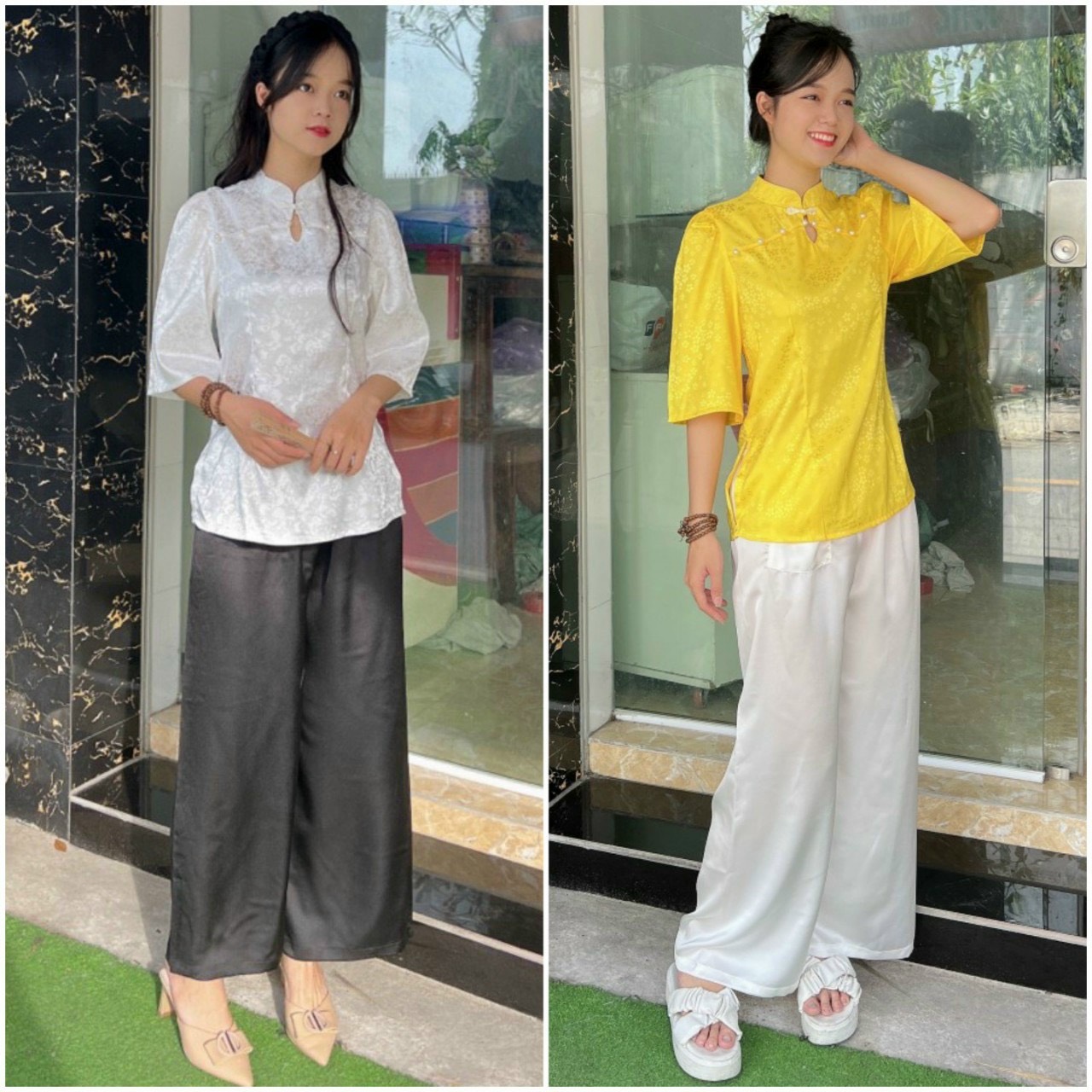 ÁO BÀ BA CÁCH TÂN GẤM GIỌT NƯỚC