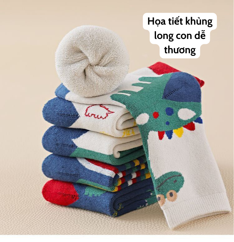 Set 5 đôi tất dày dặn cho bé co giãn bốn chiều - set 5 đôi vớ trẻ em lót nhung