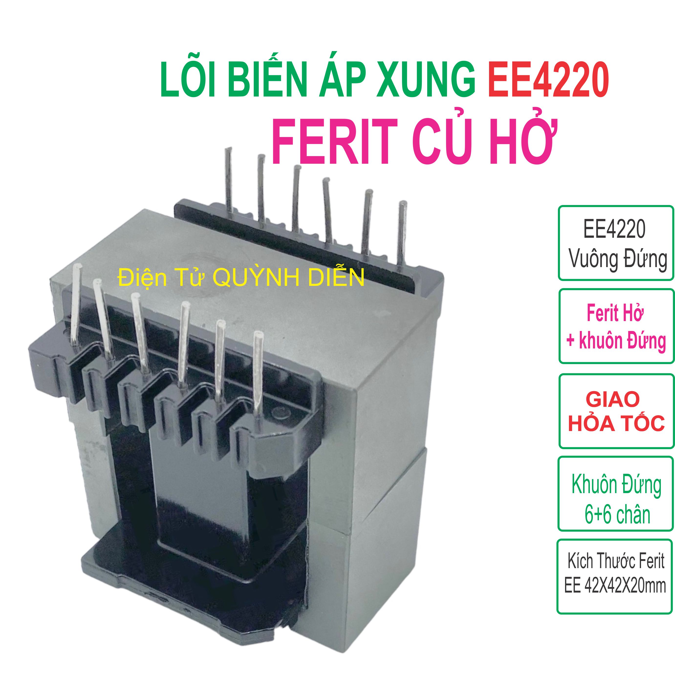 Lõi biến áp xung ee4220 đứng ferit củ hở + khuôn